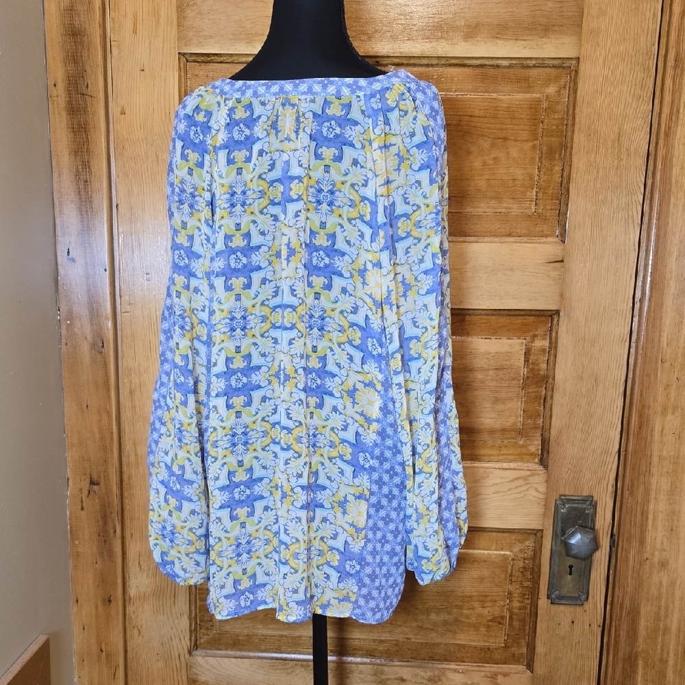 Zac & Rachel Flowy Blue Long Sleeve Boxy Top XL - Picture 4 of 5